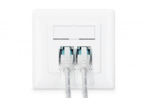 Digitus Síťová zásuvka CAT 6A Class, stíněná 2x RJ45, LSA, čistě bílá, zapuštěná montáž, 8 směr DN-9010/8-2