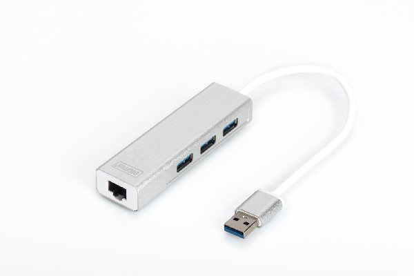 DIGITUS USB 3.0 3-Port Hub & Gigabit LAN Adapter DA-70250-1