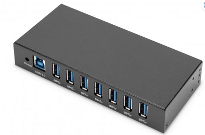 Digitus USB 3.0 HUB, 7 Port, Industrial, Metal incl. PSU 15-kV ESD, Table, Wall, DIN Rail mount DA-70258-1