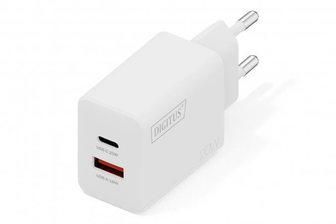 DIGITUS USB Nabíječka 20W, 1x USB-C, 1x USB-A DA-10300
