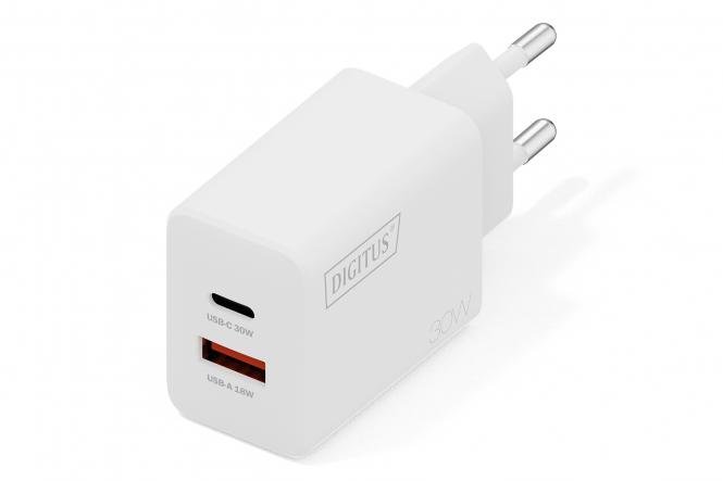 DIGITUS USB Nabíječka GaN 30W, 1x USB-C, 1x USB-A DA-10301