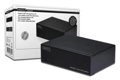 Digitus Video Splitter 1 PC, 4 Monitors, 350 MHz,HDSUB 15/M - 4 X HDSUB 15/F Max. Res. 2048x1536p DS-42100
