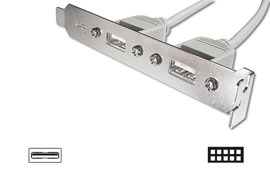 Digitus záslepka slotu s 2 USB porty + kabel 2x5pin 0,25m AK-300301-002-E