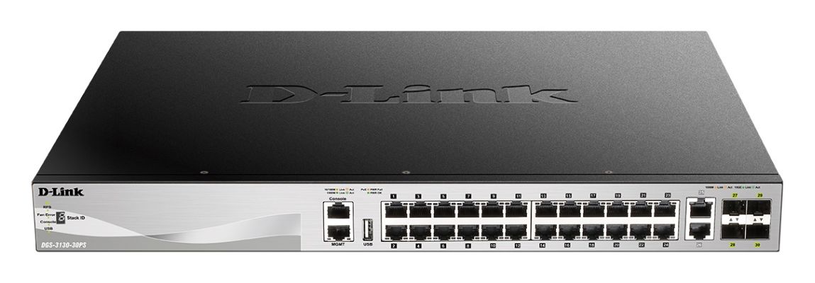 DLINK, 24 x 10/100/1000BASE-T PoE ports DGS-3130-30PS/SI