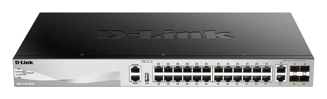 DLINK, 24 x 10/100/1000BASE-T ports Layer 3 DGS-3130-30TS/SI