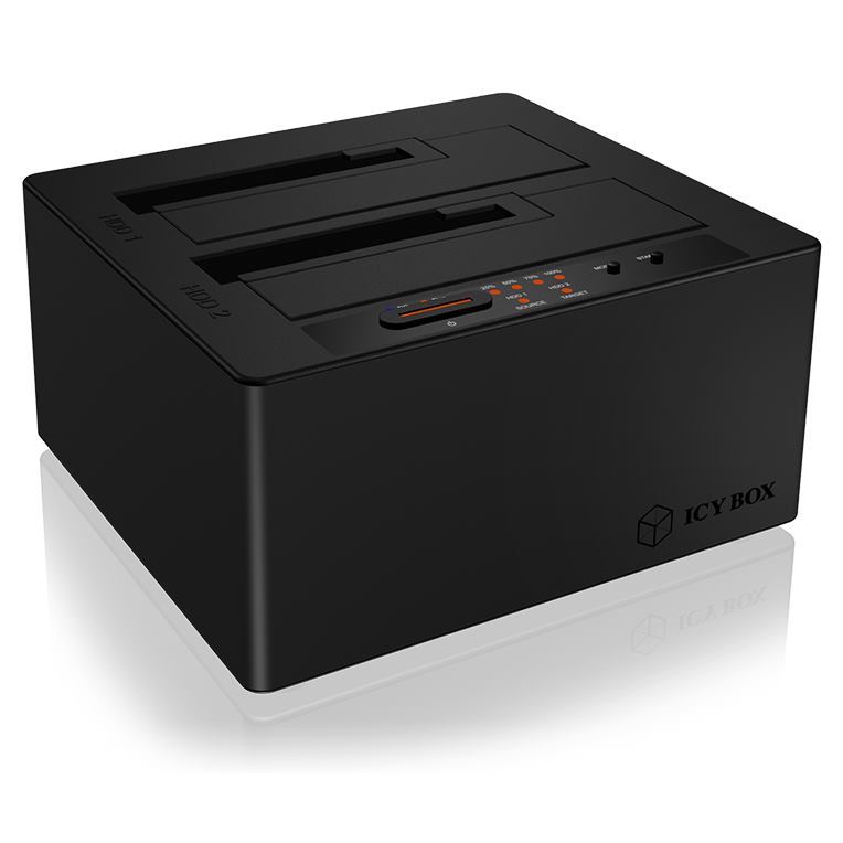 Docking and clone station for 2x 2,5''/3,5'' HDD, USB 3.1 Type-C, Led, Black IB-121CL-C31