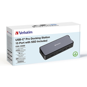 Dokovacia stanica Verbatim, USB-C Pro, 15-port, 2x HDMI, RJ45, microSD, USB-A 3.1, USB-C 3.1, šedá 32174