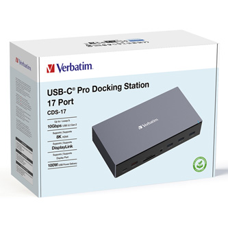 Dokovacia stanica Verbatim, USB-C Pro, 17-port, HDMI, RJ45, microSD, USB-A 3.2, šedá 32172