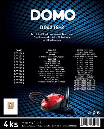 DOMO DO42TS-2 Sáčky do vysavače - 4 ks t 5411397032478