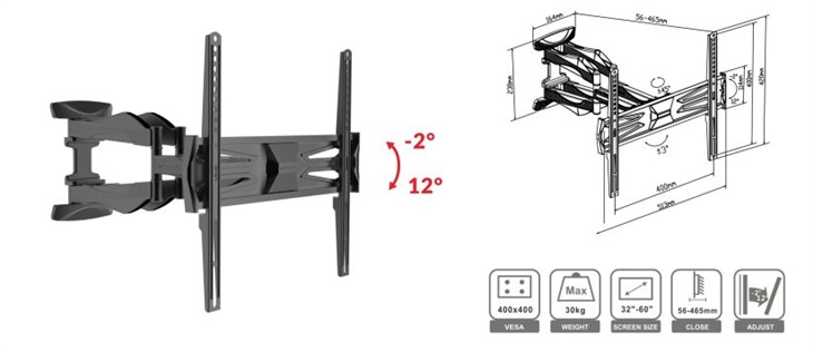 Držiak TV výsuvný ECG LD 326001 8592131176584