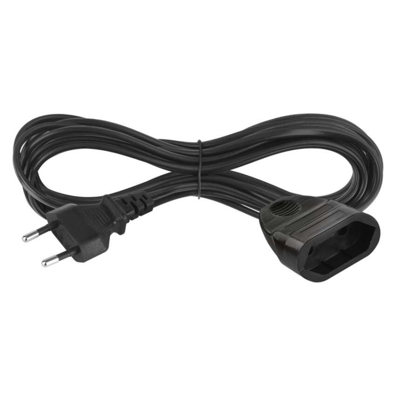 Dvojžilový pohyblivý prívod 5 m / 1 zásuvka / čierny / PVC / 0,75 mm2 8592920150986