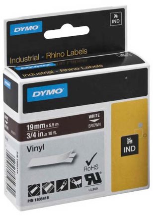Dymo originál páska do tlačiarne štítkov, Dymo, 1805418, biely tlač/hnedý podklad, 5,5m, 19mm, RHIN