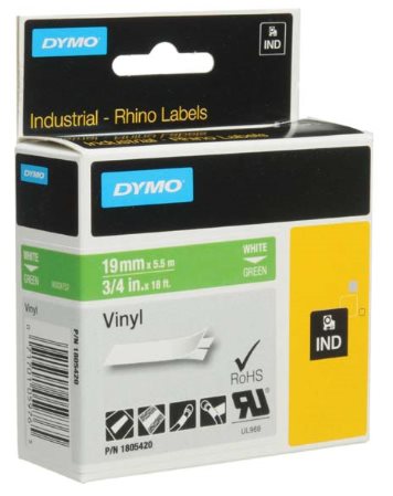 Dymo originál páska do tlačiarne štítkov, Dymo, 1805420, biely tlač/zelený podklad, 5,5m, 19mm, RHI