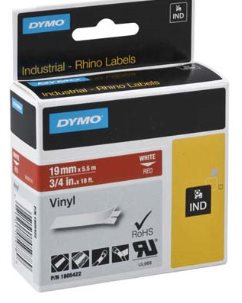 Dymo originál páska do tlačiarne štítkov, Dymo, 1805422, biely tlač/červený podklad, 5,5m, 19mm, RH