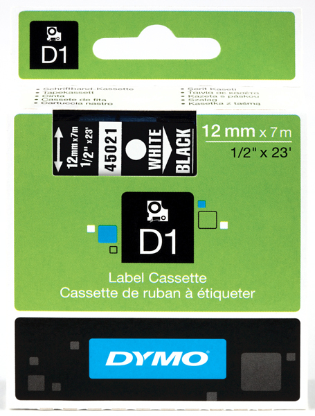 Dymo originál páska do tlačiarne štítkov, Dymo, 45021, S0720610, biely tlač/čierny podklad, 7m, 12m