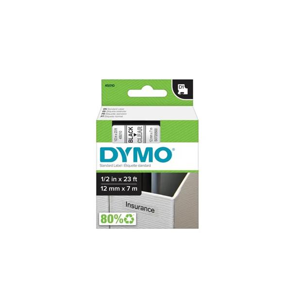 DYMO samolepiaca páska D1 čierna potlač/číra 12 mm DY720500