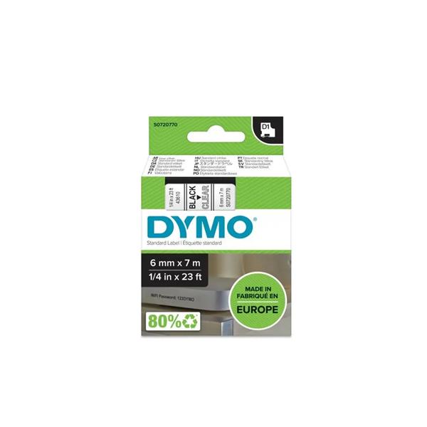 DYMO samolepiaca páska D1 čierna potlač/číra 6 mm DY720770