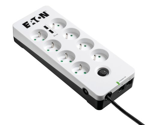 EATON přepěťová ochrana Protection Box 8 Tel@ USB FR, 8 zásuvek + 2x USB + telefon PB8TUF