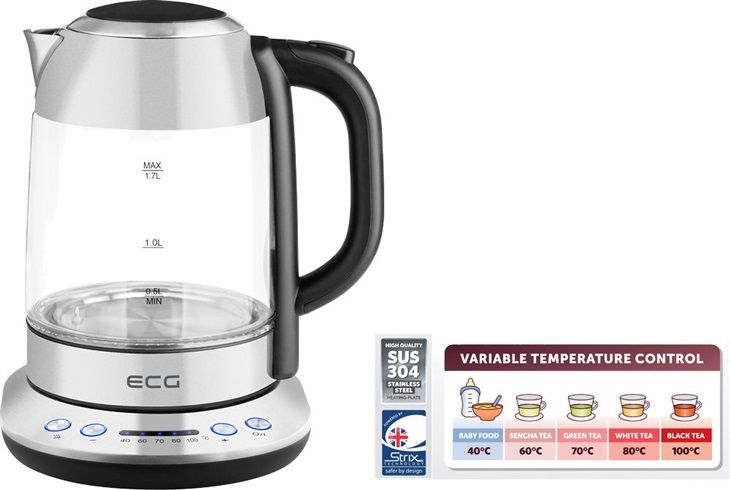 ECG RK 1781 Glass Rychlovarna kanvica 8592131308107