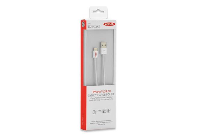 Ednet - Apple IP5 nabíjecí a datový kabel, Lightning, Apple 8pin - USB A, 1,0 m, USB 2.0, MFI, zlacené konektory 31021
