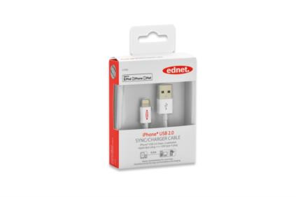 Ednet - Apple IP5 nabíjecí a datový kabel, Lightning, Apple 8pin - USB A, 3,0 m, USB 2.0, MFI, zlacené konektory 31035