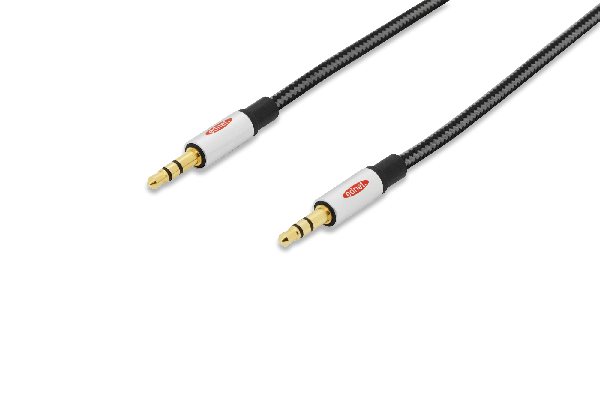 Ednet Audio connection cable, stereo 3.5mm M/M, 1.5m, CCS, shielded, cotton, gold, si/bl 84540