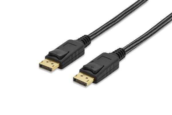 Ednet DisplayPort connection cable, DP M/M, 3.0m, w/interlock, Ultra HD 4K, cotton, gold, bl 84501