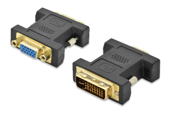 Ednet DVI adapter, DVI(24+5) - HD15 M/F, DVI-I dual link, bl, gold 84523