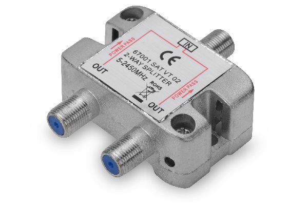 Ednet SAT Splitter, 2-way F-connector F/F/F, CE, Metal 84675