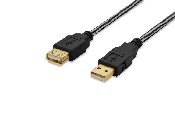 Ednet USB 2.0 extension cable, type A M/F, 3.0m, USB 2.0 conform, cotton, gold, bl 84190