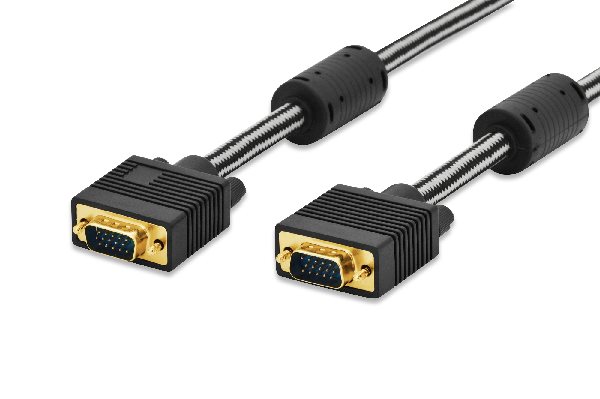 Ednet VGA Monitor connection cable, HD15 M/M, 1.8, 3Coax/7c, 2xferrite, cotton, gold, bl 84530