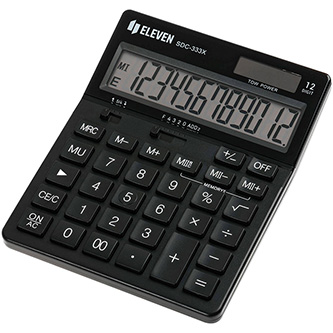 Eleven Kalkulačka SDC-333X-BK, čierna, stolová, dvanásťmiestna, duálne napájanie