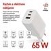 EMOS USB adaptér do siete PD, 1x USB-A a 2x USB-C, 65 W max. V05G65