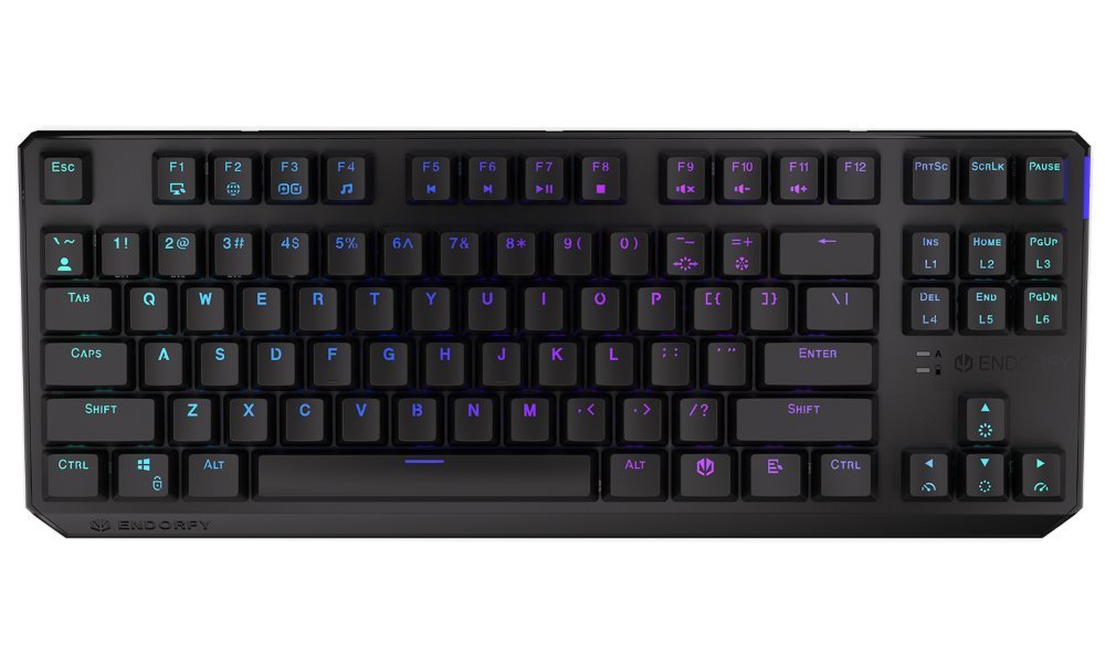Endorfy herní klávesnice Thock TKL Wireless Red / RGB / red sw. / bezdrátová / mechanická / US layout / černá EY5A080