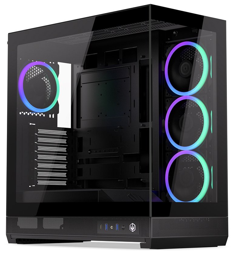 Endorfy skříň Fishtank 6000 Corona / ATX / 4x ARGB 120mm fan PWM / 2xUSB 3.0 / USB-C / úzká panoramatická / čern EY2A025