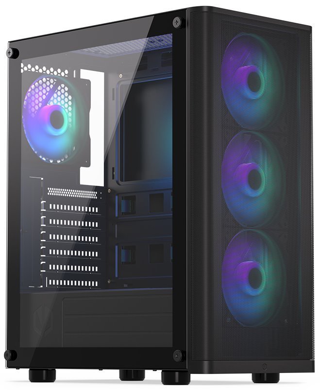 Endorfy skříň Ventum 200 ARGB/ 4x120mm ARGB PWM fan / 2xUSB / tvrzené sklo / černá EY2A014