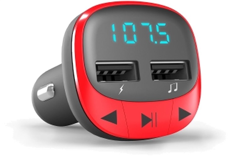 ENERGY Car Transmitter FM Red, 2x USB, microSD, 7-segmentový LED displej 448258