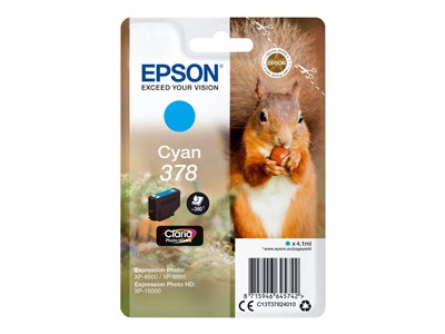 Epson 378 - 4.1 ml - azurová - originál - blistr s RF / akustickým alarmem - inkoustová cartridge - C13T37824020