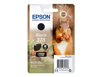 Epson 378 - 5.5 ml - černá - originál - blistr s RF / akustickým alarmem - inkoustová cartridge - p C13T37814020