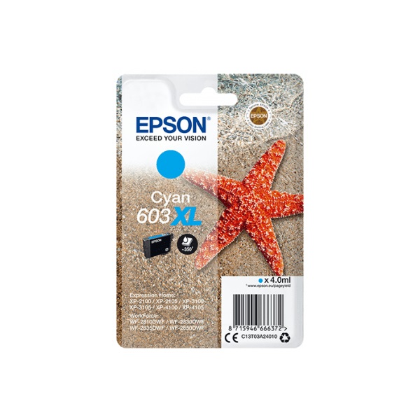 EPSON, Ink/603XL 4.0ml CY RF+AM C13T03A24020