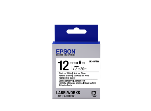 Epson Label Cartridge LK-4WBW, Black/white 12mm C53S654016