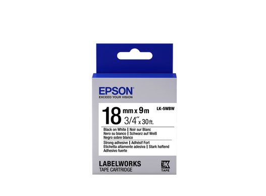 Epson Label Cartridge LK-5WBW, Black/White 18mm C53S655012