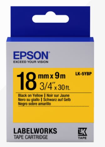 Epson Label Cartridge Pastel LK-5YBP Black/Yellow 18mm (9m) C53S655003