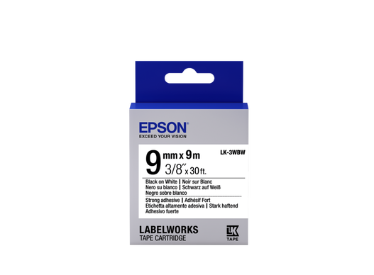 Epson Label Cartridge Strong Adhesive LK-3WBW Black/White 9mm (9m) C53S653007