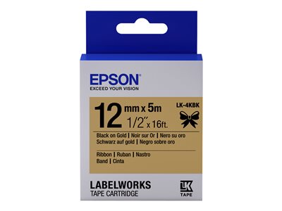 Epson LabelWorks LK-4KBK - Černá na zlaté - Role (1,2 cm x 5 m) 1 role páska nálepek - pro LabelWor C53S654001