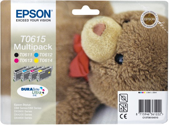 Epson Multipack T0615 - 4-balení - 32 ml - černá, žlutá, azurová, purpurová - originál - blistr s R C13T06154020