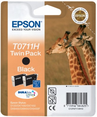 Epson originál ink C13T07114H10, black, 2x11,1ml, Epson Stylus D120, 120 Network Edition, DX7400, 8