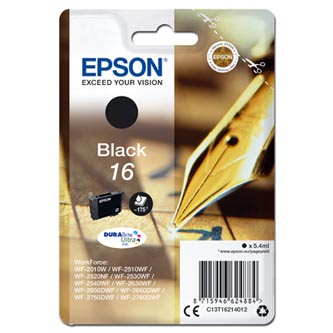 Epson originál ink C13T16214012, T162140, black, 5.4ml, Epson WorkForce WF-2540WF, WF-2530WF, WF-25