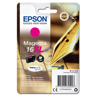 Epson originál ink C13T16334012, T163340, 16XL, magenta, 6.5ml, Epson WorkForce WF-2540WF, WF-2530W