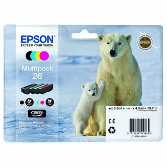 Epson originál ink C13T26164020, T261640, CMYK, 3x4,5/6,2ml, Epson Expression Premium XP-800, XP-70